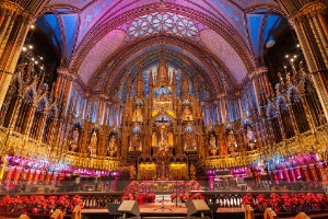 Notre Dame Basilica Christmas Concert Vibrant colors in the Notre Dame Basilica in Montreal