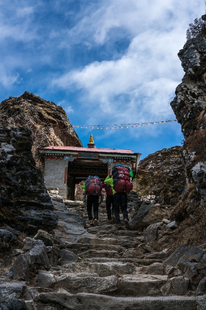 Gate of Trail to Namche with Porters