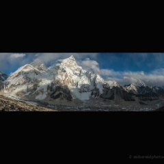 Everest Lhotse Ama Dablam Pano.jpg To order a print please email me at  Mike Reid Photography : nepal, everest, himalayas, mountains, kathmandu, peaks, trave, l, travel photography, glaciers, mount everest, lhotse, ama dablam, everest base camp, kalla patthar