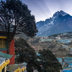 Namche Monastery Daybreak.jpg To order a print please email me at  Mike Reid Photography : nepal, everest, himalayas, mountains, kathmandu, peaks, trave, l, travel photography, glaciers, mount everest, lhotse, ama dablam