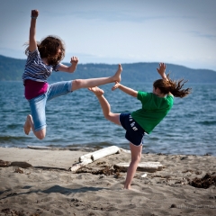 1F6Q0105  Nieces going at each other on the beach To order a print please email me at  Mike Reid Photography