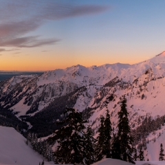 Mount Baker from Artists Point Alpenglow Panorama To order a print please email me at  Mike Reid Photography : shuksan, baker, mount baker, mount shuksan, washington, washington state, northwest, northwest images, northwest photography, washington state photography, nature, sunset, sunrise, reid, canon 200mm, fujifilm gfx50s, fuji gfx50s