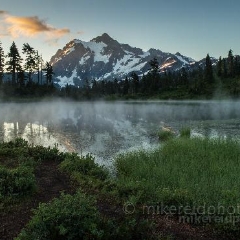 Picture Lake Misty Morning To order a print please email me at  Mike Reid Photography : shuksan, baker, mount baker, mount shuksan, washington, washington state, northwest, northwest images, northwest photography, washington state photography, nature, sunset, sunrise, reid