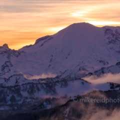 Mount Rainier Aerial Photography Northwest Side Sunset Clouds Perspective Layers Mount Rainier Aerial Photography Northwest Side Sunset Clouds Perspective Layers