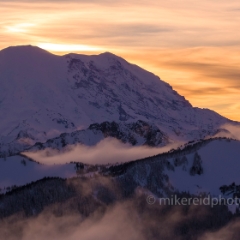 Mount Rainier Aerial Photography Northwest Side Sunset Clouds Perspective Pastels Mount Rainier Aerial Photography Northwest Side Sunset Clouds Perspective Pastels