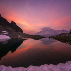 Mount Rainier Photography Sunset Light in the Tarn Edge.jpg