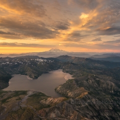 Aerial Rainier and Spirit Lake Sunset To order a print please email me at  Mike Reid Photography : loowit, st helens, spirit lake, aerial, aerial photography, mountain