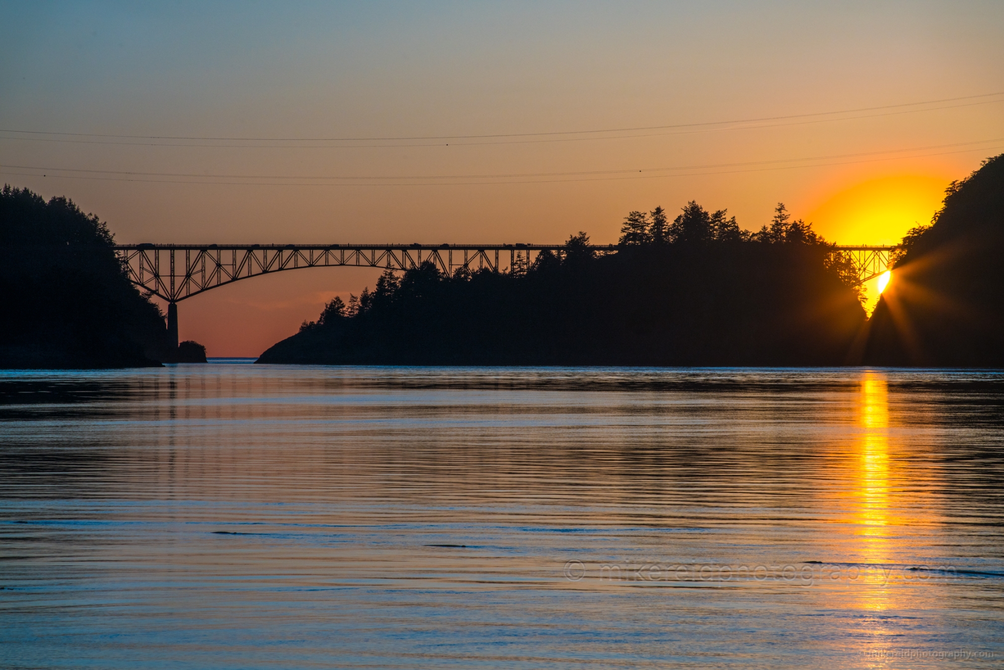 Deception Pass Bridge Golden Sunset 