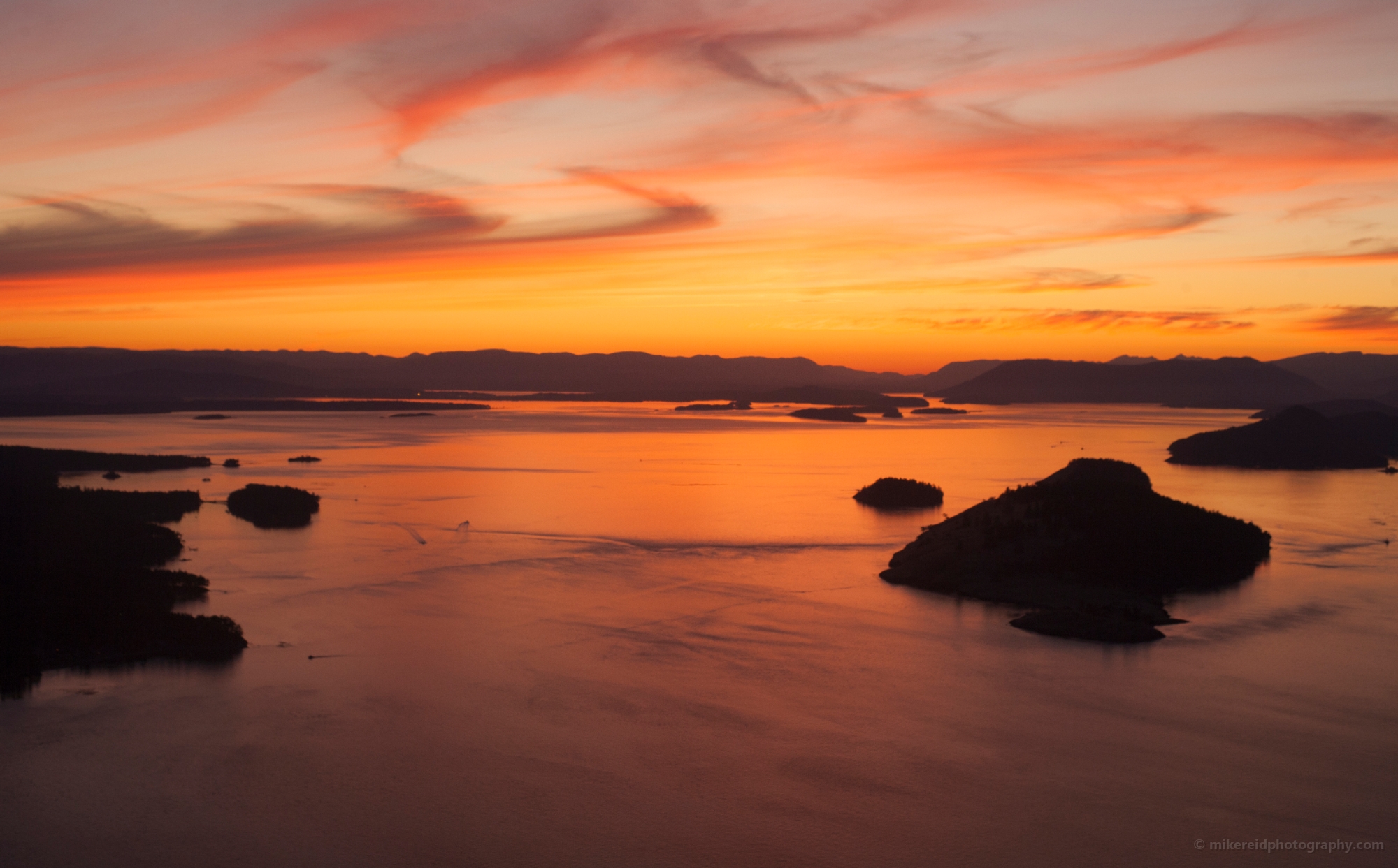 Northwest San Juan Islands Sunset Aerial Spieden 