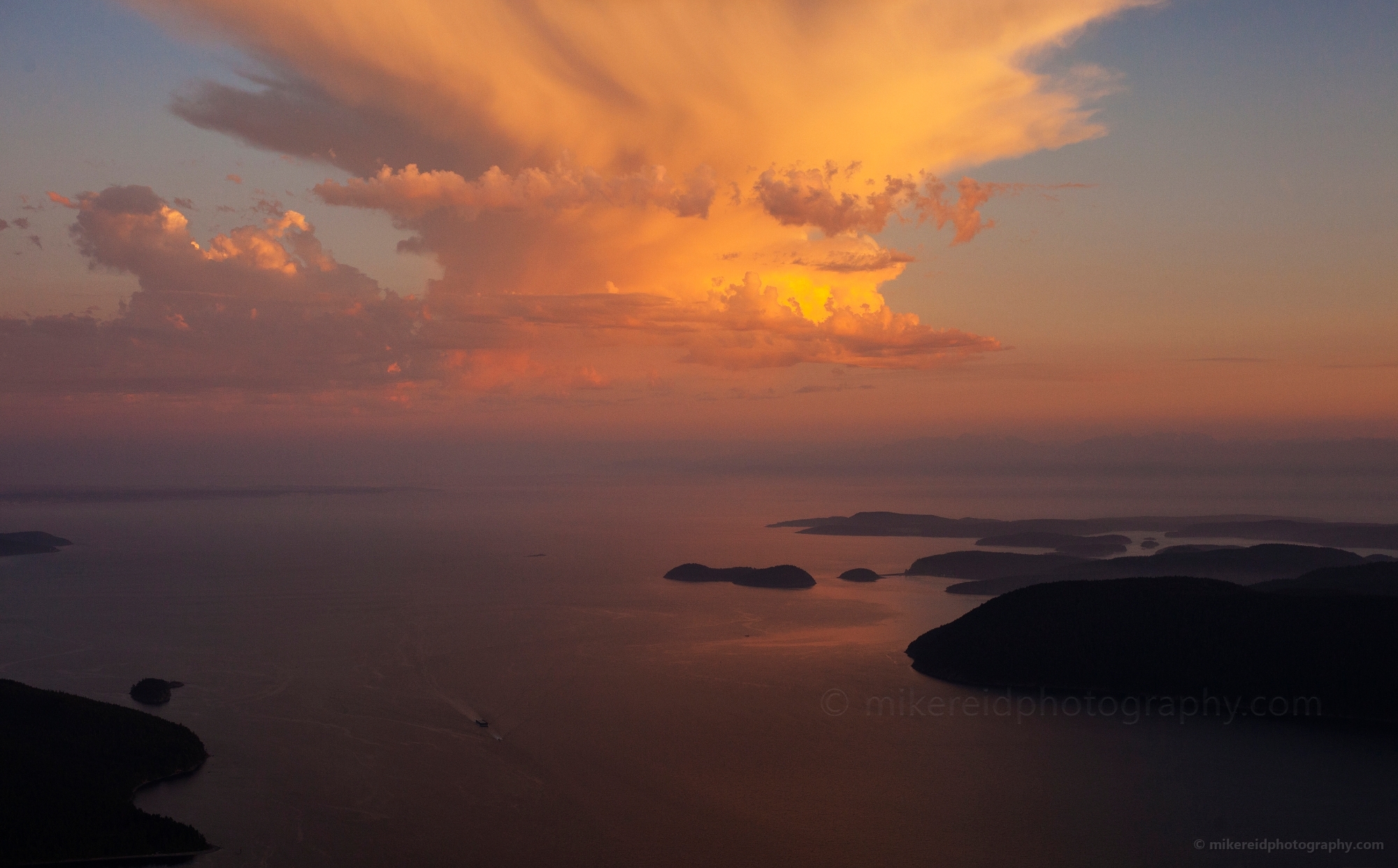 San Juan Islands Sunset Thundercloud Aerial 