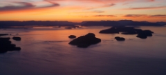 Northwest San Juan Islands Sunset Aerial Spieden and Stuart.jpg