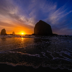 Cannon Beach Haystack Rock Fiery Skies To order a print please email me at  Mike Reid Photography : cannon beach, haystack rock, oregon coast, landscape photography, sunset photography, sunrise photography
