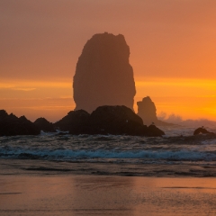 Cannon Beach Needles Sunscape To order a print please email me at  Mike Reid Photography : cannon beach, haystack rock, oregon coast, landscape photography, sunset photography, sunrise photography