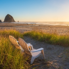 Cannon Beach Photography Sunset Beach Chairs for Two To order a print please email me at  Mike Reid Photography : cannon beach, haystack rock, oregon coast, landscape photography, sunset photography, sunrise photography