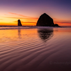 Cannon Beach Sunset Sand Waves To order a print please email me at  Mike Reid Photography