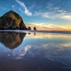 Haystack Rock Golden Sunset To order a print please email me at  Mike Reid Photography : cannon beach, haystack rock, oregon coast, landscape photography, sunset photography, sunrise photography