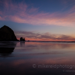 Haystack Rock Low Tide Sunset  A very low tide at Cannon Beach along with a nice sunset. To order a print please email me at  Mike Reid Photography : cannon beach, haystack rock, oregon coast, landscape photography, sunset photography, sunrise photography