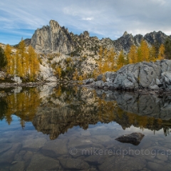 Beautiful Prusik Peak Reflection To order a print please email me at  Mike Reid Photography : aasgard pass, enchantments, leavenworth, enchantments lakes basin, prusik, colchuck, snow lakes, northwest, images, leprechaun lake, larches, reflection photography, northwest photography, enchantments lakes