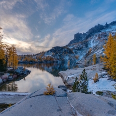 Enchantments Fall Colors Dawn Awakens in October To order a print please email me at  Mike Reid Photography : aasgard pass, enchantments, leavenworth, enchantments lakes basin, prusik, colchuck, snow lakes, northwest, images, leprechaun lake, larches, fall colors, autumn, golden larches, landscape photography, northwest photography, reflection photography, sony mirrorless photography