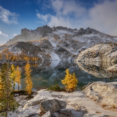 Enchantments Fall Colors Leprechaun Lake and Golden Larches To order a print please email me at  Mike Reid Photography : aasgard pass, enchantments, leavenworth, enchantments lakes basin, prusik, colchuck, snow lakes, northwest, images, leprechaun lake, larches, fall colors, autumn, golden larches, landscape photography, northwest photography, reflection photography, sony mirrorless photography