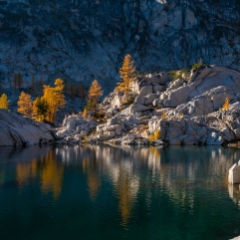 Enchantments Photography Crystal Lake Fall Colors To order a print please email me at  Mike Reid Photography : aasgard pass, enchantments, leavenworth, enchantments lakes basin, prusik, colchuck, snow lakes, northwest, images, leprechaun lake, larches, gfx50s, fujifilm, hiking photography, landscape photography