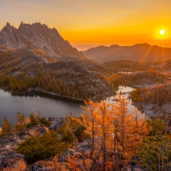Enchantments Photography Fall Colors Sunrise Light To order a print please email me at  Mike Reid Photography : aasgard pass, enchantments, leavenworth, enchantments lakes basin, prusik, colchuck, snow lakes, northwest, images, leprechaun lake, larches, gfx50s, fujifilm, hiking photography, landscape photography
