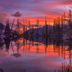 Alpine Lakes Morning Fire Symmetry