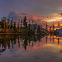 Alpine Lakes Sunrise Clouds Symmetry