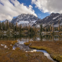 Autumn in the Alpine Lakes Wilderness To order a print please email me at  Mike Reid Photography : alpine lakes, larches, fall colors, enchantments, stuart, ingalls, reflections, mountains, northwest, washington, wenatchee, leavenworth, goats, reflection