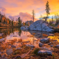 Memories of an Alpine Lakes Sunrise To order a print please email me at  Mike Reid Photography : alpine lakes, larches, fall colors, enchantments, stuart, ingalls, reflections, mountains, northwest, washington, wenatchee, leavenworth, goats, photography, landscape photography, sunrise, sunset, a7r, sony alpha