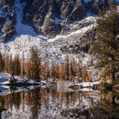Morning Reflection To order a print please email me at  Mike Reid Photography : alpine lakes, larches, fall colors, enchantments, stuart, ingalls, reflections, mountains, northwest, washington, wenatchee, leavenworth, goats