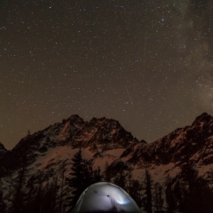 Tent and Stars To order a print please email me at  Mike Reid Photography : alpine lakes, larches, fall colors, enchantments, stuart, ingalls, reflections, mountains, northwest, washington, wenatchee, leavenworth, goats