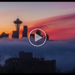Seattle Foggy Sunrise Timelapse from Kerry Park