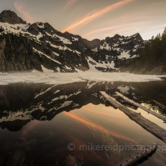 Snow Lake Sunset Colors Reflection