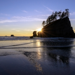 Washington Coast  Second Beach Wide Sunstar To order a print please email me at  Mike Reid Photography : washington coast, oregon coast, washington beaches, oregon beaches, shi shi beach, second beach, cannon beach, seaside, sunset, sunrise, tidepools, reflections
