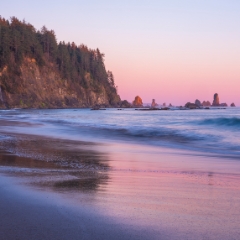 Washington Coast Third Beach Cliff and Sunset Waves