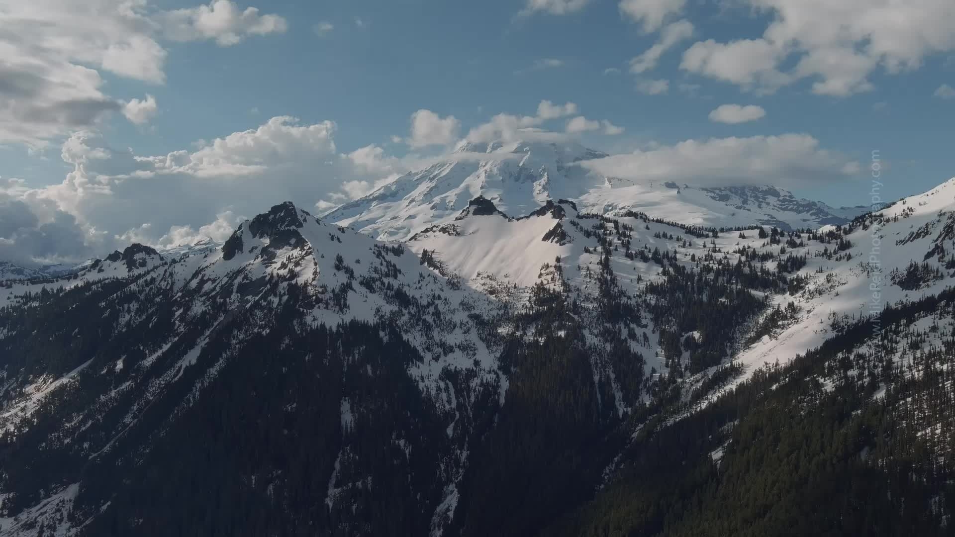 Aerial Mount Rainier Cloudscape Video June1