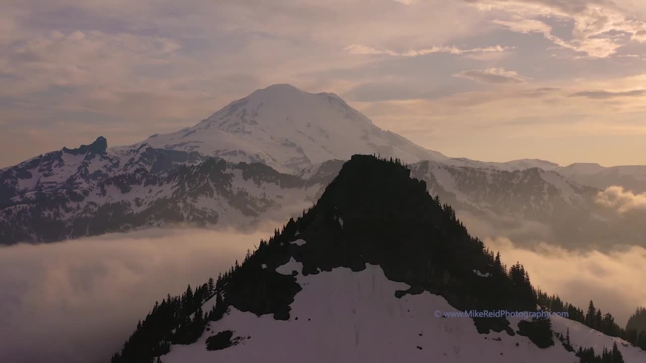 Over the Northwest Rainier Fog Drone Video