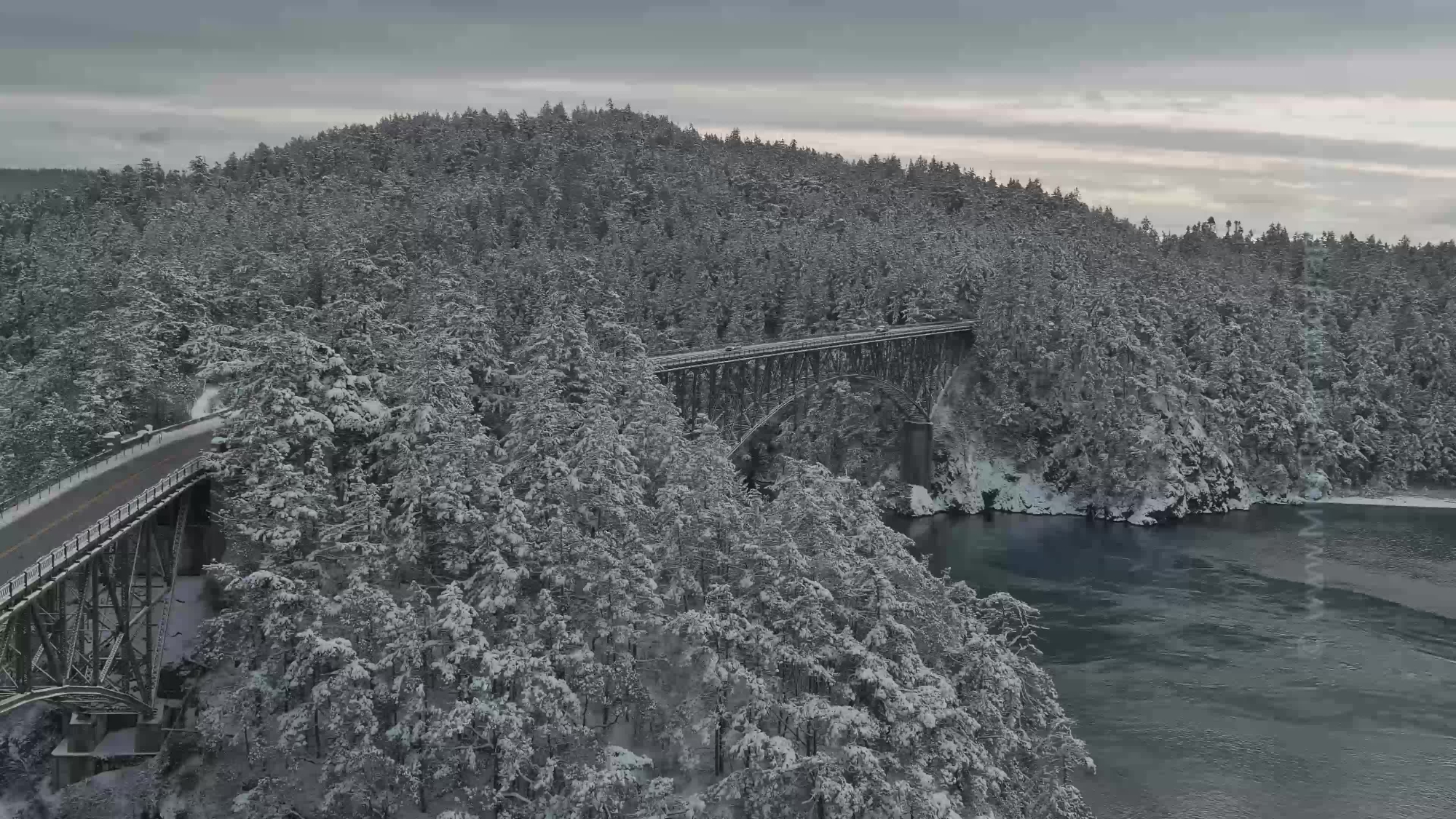 Snowy Deception Pass Bridge.mp4