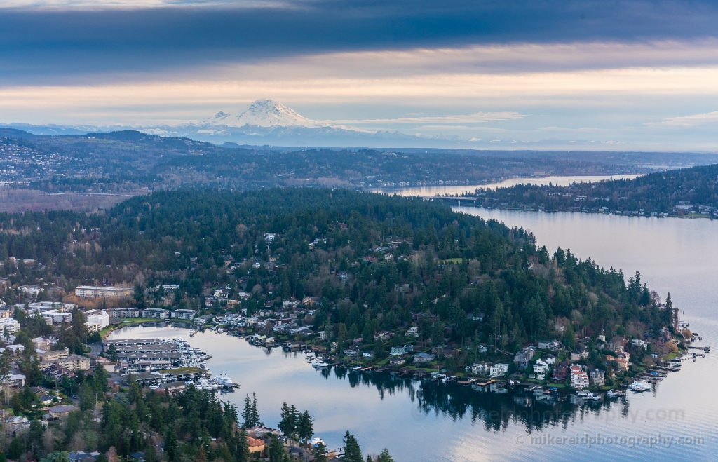 Aerial Meydenbauer Bay and Rainier 