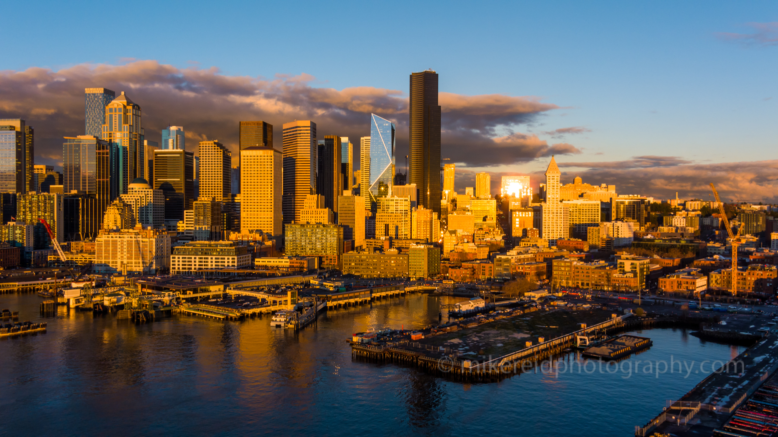 Over Seattle Downtown Golden Light.jpg 