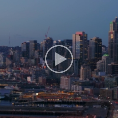 Aerial Downtown Seattle Blue Hour Skyline ProRes422