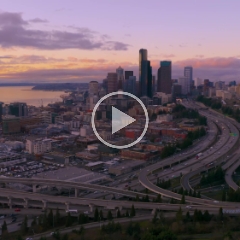 Over Seattle Traffic Interchange at Rush Hour Video Beautiful Aerial Video views over Seattle and it's freeways at sunrise or sunset. #seattle #dronephotography #dronevideo #aerial #aerialphotography #aerialvideo...