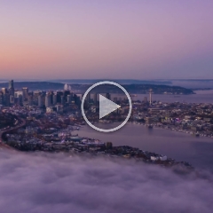 Seattle Aerial Photography Above the Fog at Sunrise Video Beautiful Aerial Video views over Seattle and Lake Union at sunrise or sunset. #seattle #dronephotography #dronevideo #aerial #aerialphotography #aerialvideo...
