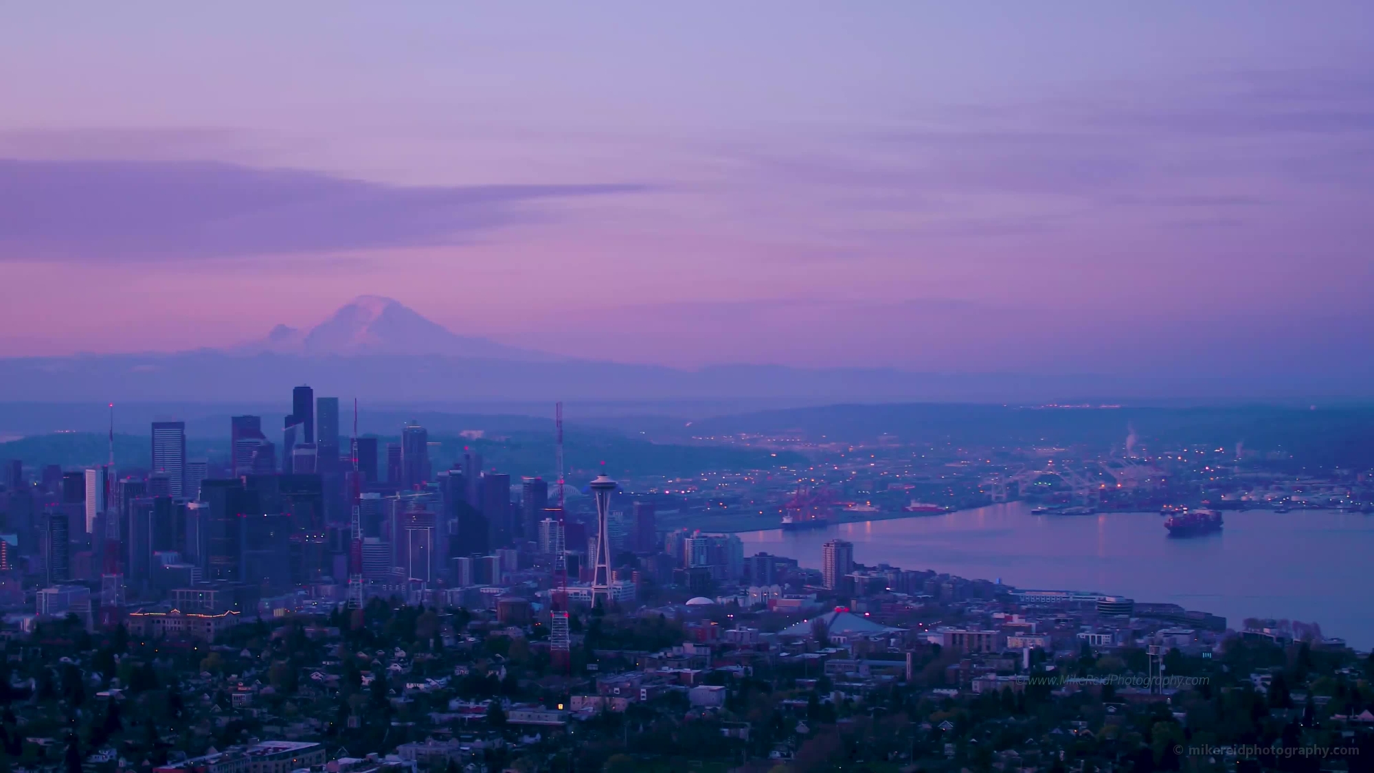 Aerial Seattle and Eastside Sunrise Video