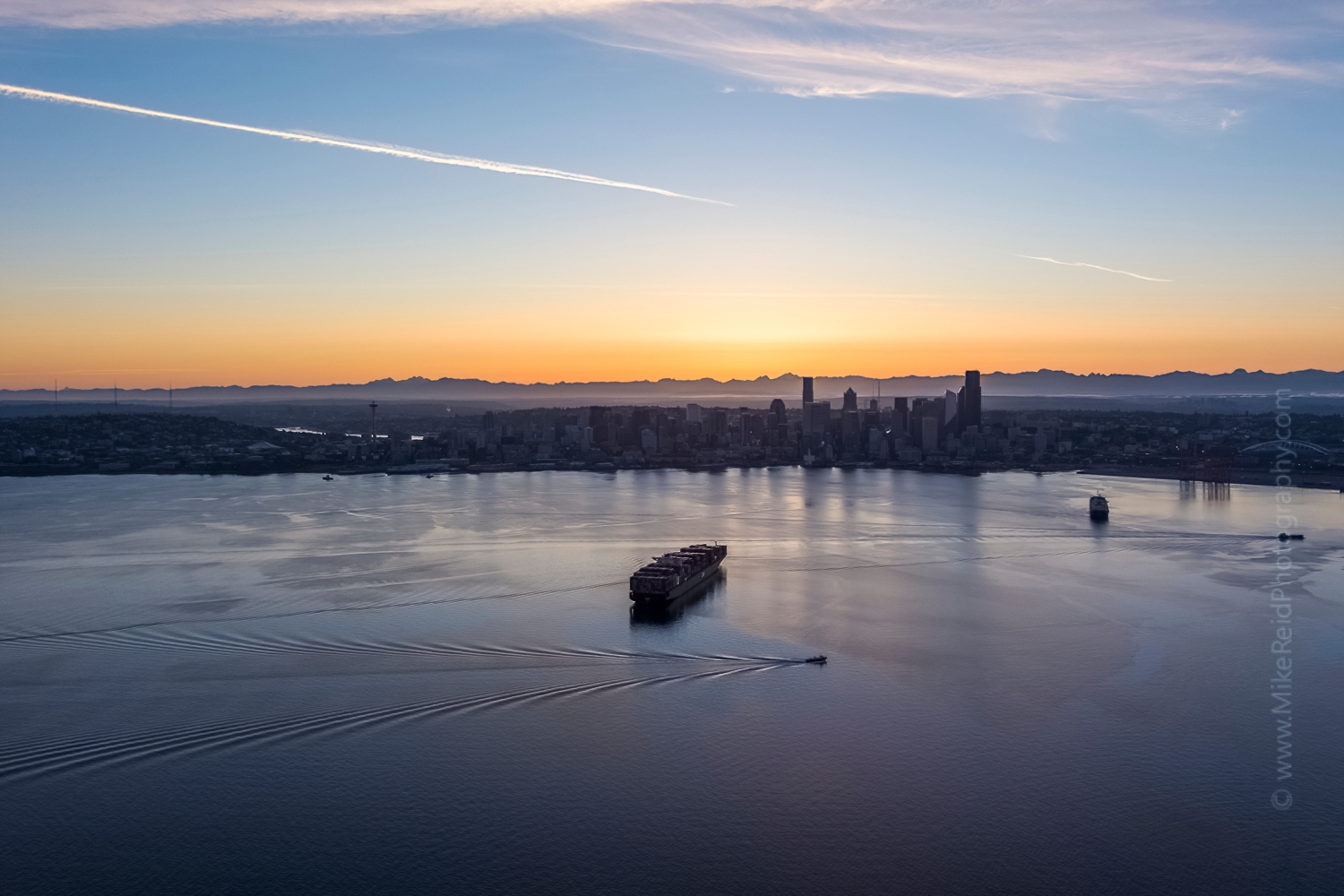 Over Seattle Elliott Bay Sunrise