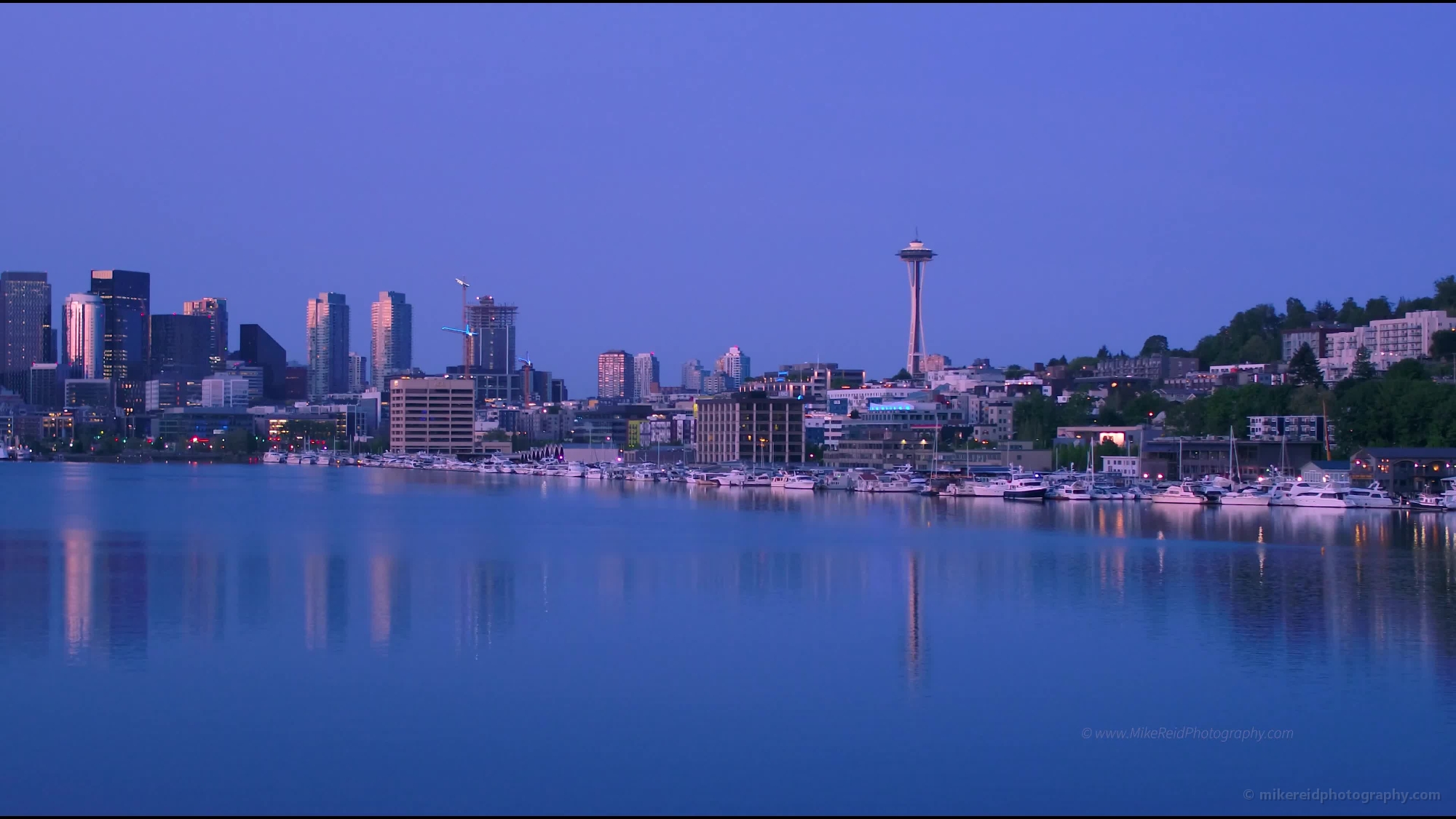 Over Seattle Lake Union and Gasworks Sunrise Aerial Video DJI Inspire 2