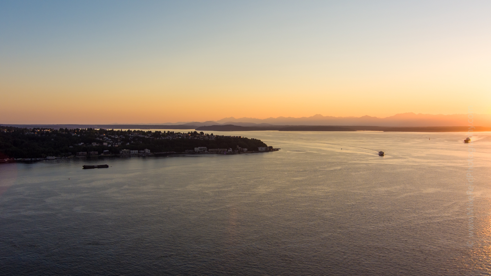 Over Seattle Sunset and Alki Point