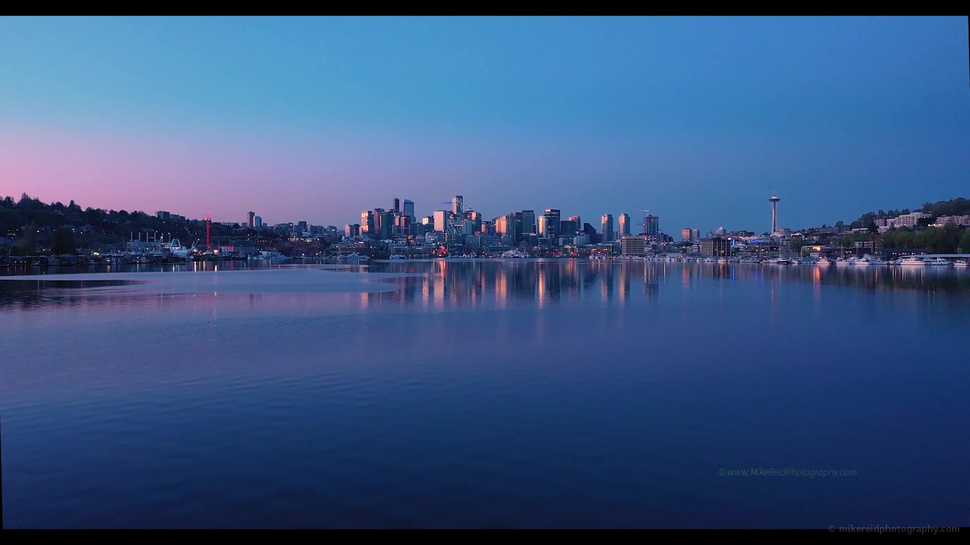 Quiet Seattle Skyline Morning Drone video