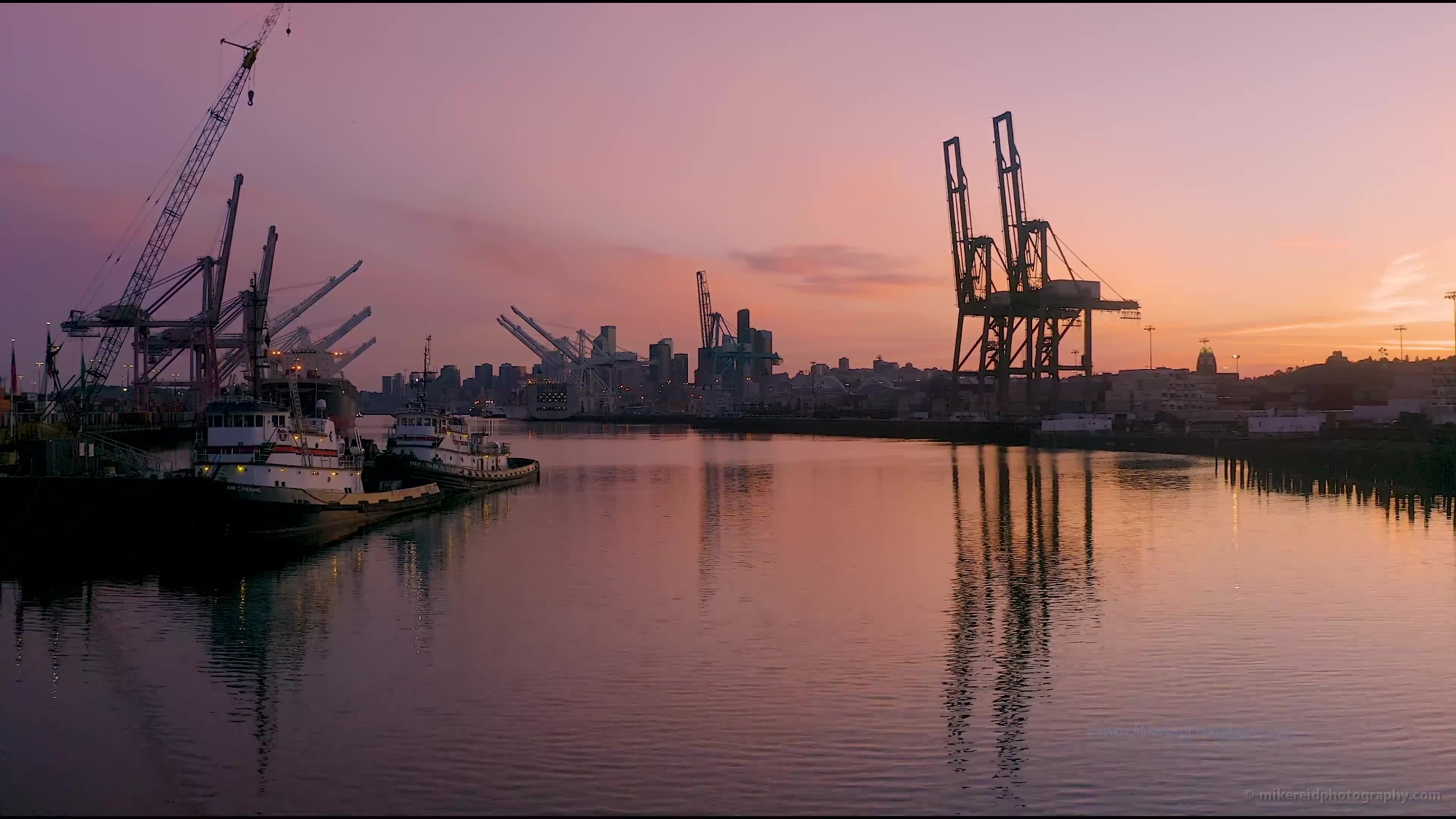 Seattle Aerial Photography Port of Seattle Sunrise